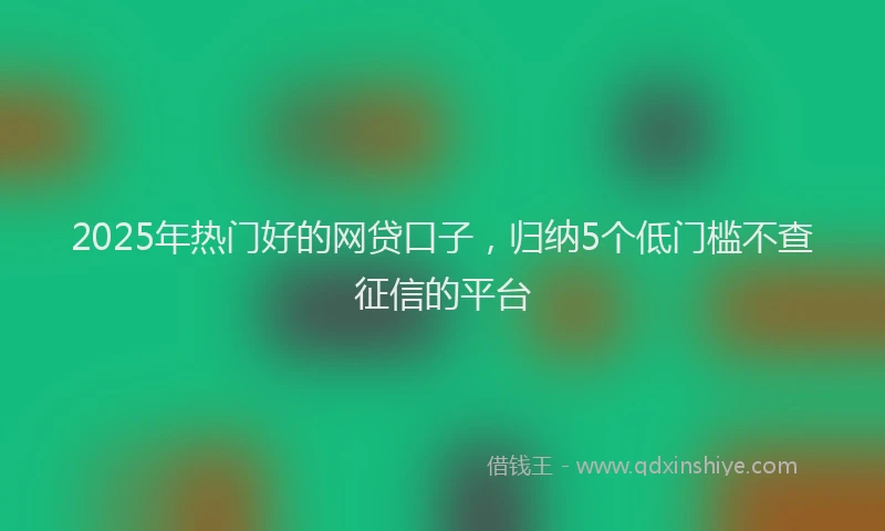 2025年热门好的网贷口子，归纳5个低门槛不查征信的平台