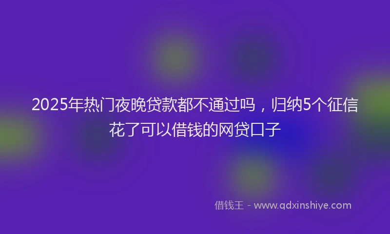 2025年热门夜晚贷款都不通过吗，归纳5个征信花了可以借钱的网贷口子