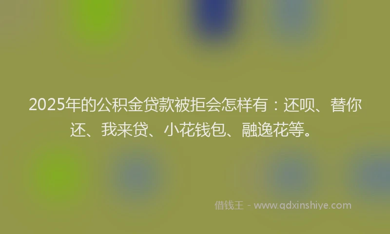 2025年的公积金贷款被拒会怎样有：还呗、替你还、我来贷、小花钱包、融逸花等。