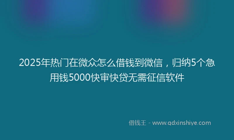 2025年热门在微众怎么借钱到微信，归纳5个急用钱5000快审快贷无需征信软件