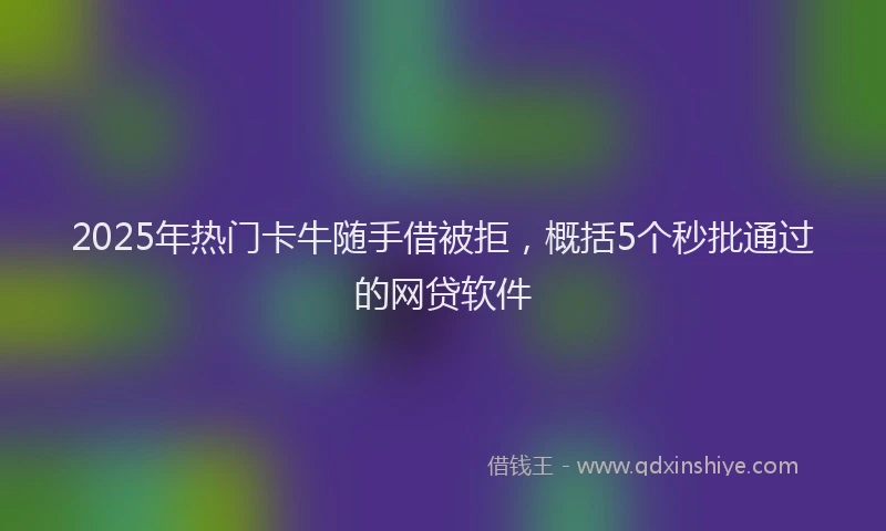 2025年热门卡牛随手借被拒，概括5个秒批通过的网贷软件