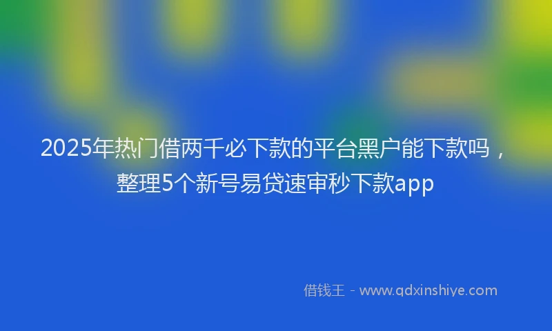 2025年热门借两千必下款的平台黑户能下款吗，整理5个新号易贷速审秒下款app