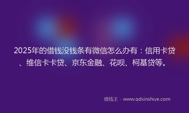 2025年的借钱没钱条有微信怎么办有：信用卡贷、维信卡卡贷、京东金融、花呗、柯基贷等。