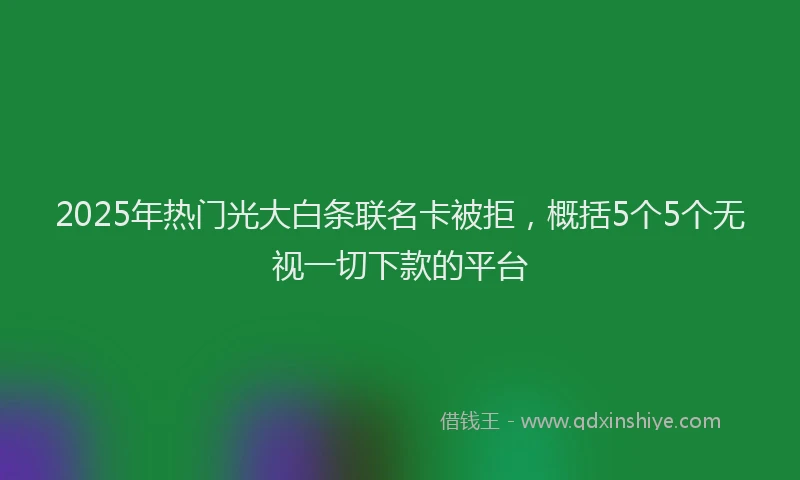 2025年热门光大白条联名卡被拒，概括5个5个无视一切下款的平台