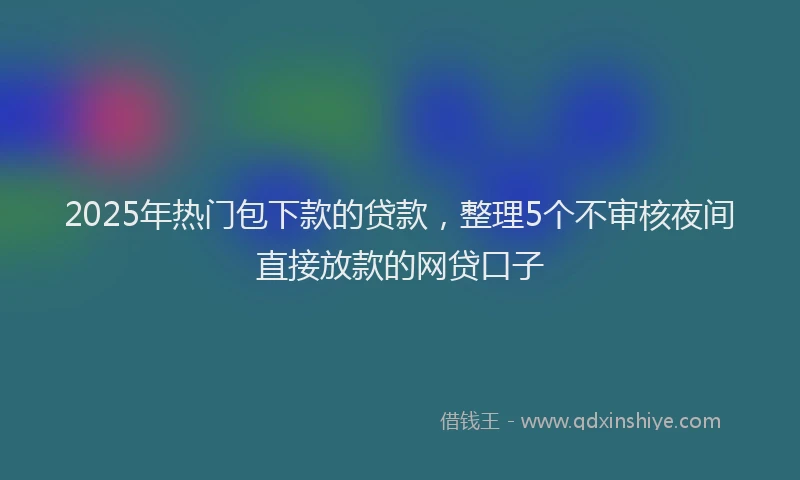 2025年热门包下款的贷款，整理5个不审核夜间直接放款的网贷口子