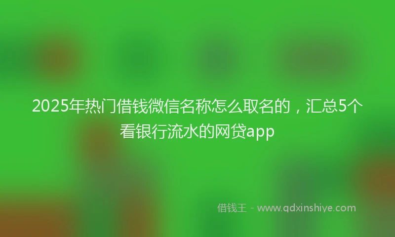 2025年热门借钱微信名称怎么取名的，汇总5个看银行流水的网贷app