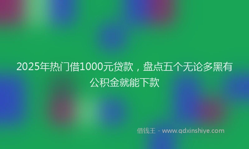 2025年热门借1000元贷款，盘点五个无论多黑有公积金就能下款