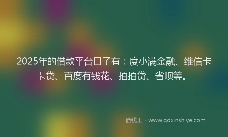 2025年的借款平台口子有：度小满金融、维信卡卡贷、百度有钱花、拍拍贷、省呗等。