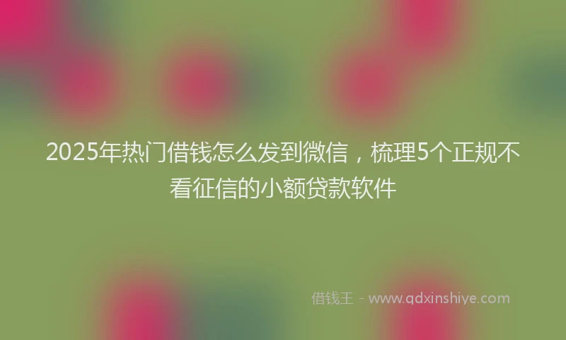2025年热门借钱怎么发到微信，梳理5个正规不看征信的小额贷款软件