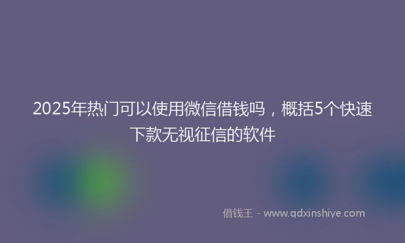 2025年热门可以使用微信借钱吗，概括5个快速下款无视征信的软件