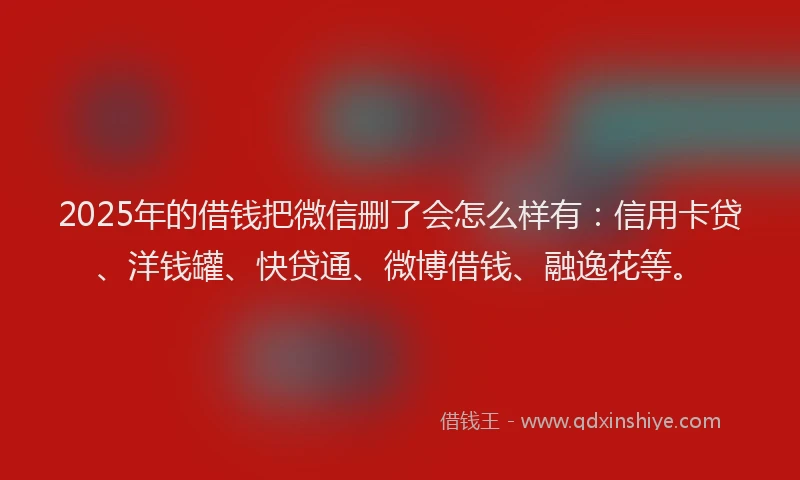 2025年的借钱把微信删了会怎么样有：信用卡贷、洋钱罐、快贷通、微博借钱、融逸花等。