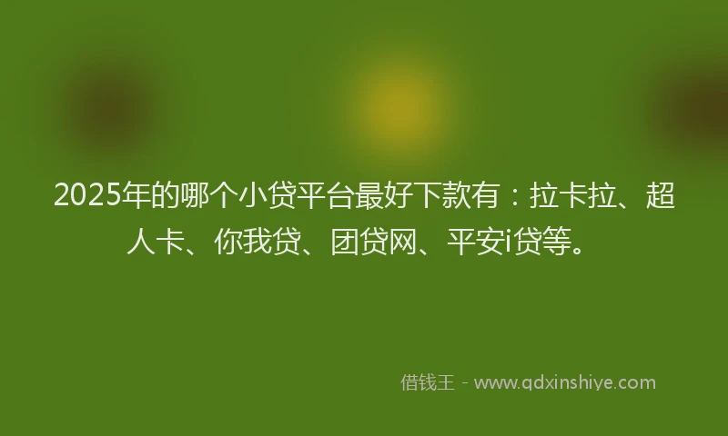 2025年的哪个小贷平台最好下款有：拉卡拉、超人卡、你我贷、团贷网、平安i贷等。