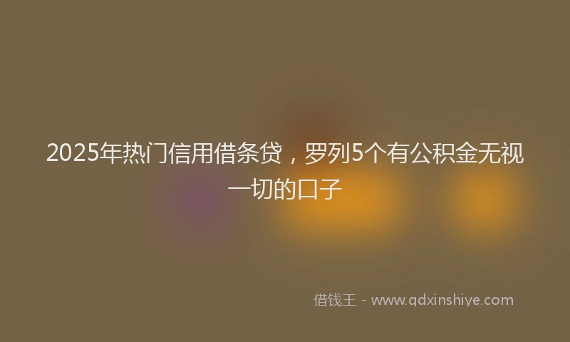 2025年热门信用借条贷，罗列5个有公积金无视一切的口子