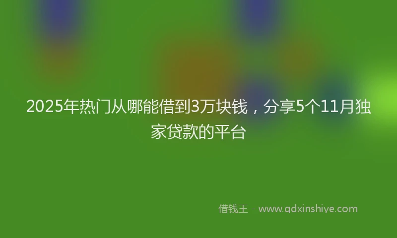 2025年热门从哪能借到3万块钱，分享5个11月独家贷款的平台