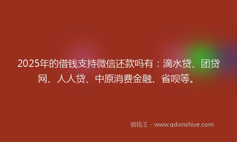 2025年的借钱支持微信还款吗有：滴水贷、团贷网、人人贷、中原消费金融、省呗等。