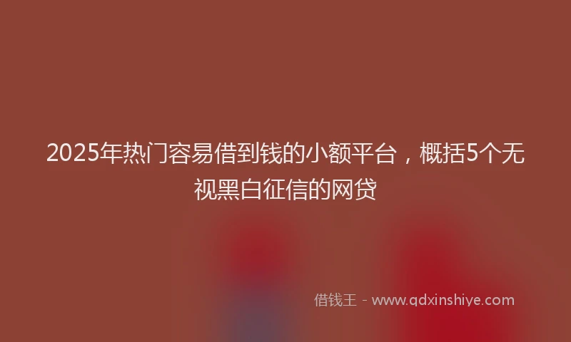 2025年热门容易借到钱的小额平台，概括5个无视黑白征信的网贷