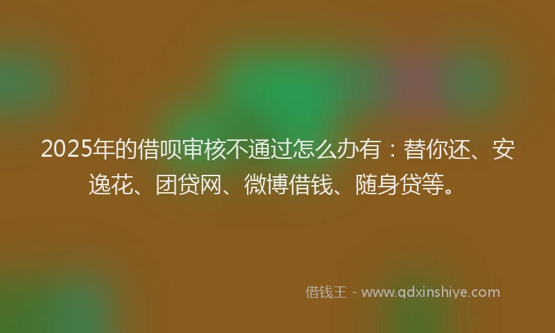 2025年的借呗审核不通过怎么办有：替你还、安逸花、团贷网、微博借钱、随身贷等。