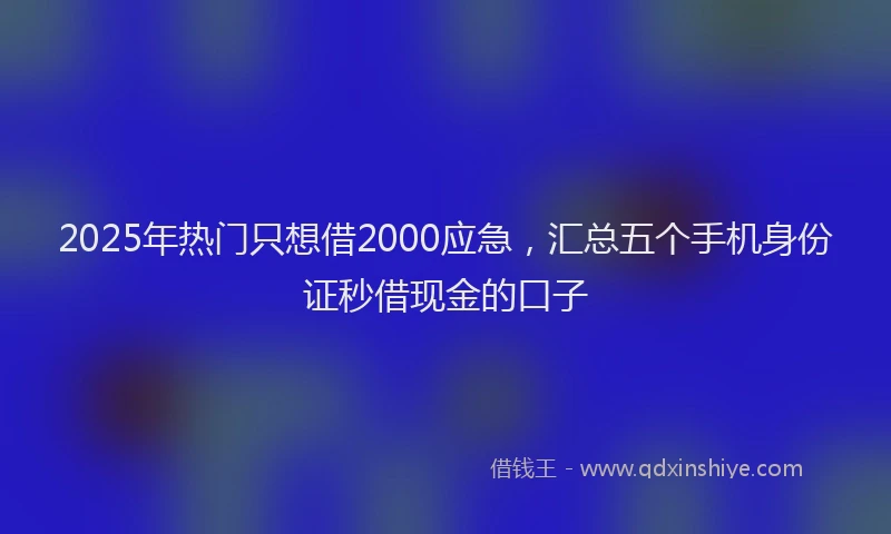2025年热门只想借2000应急，汇总五个手机身份证秒借现金的口子