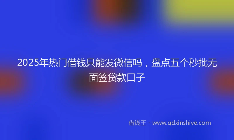 2025年热门借钱只能发微信吗，盘点五个秒批无面签贷款口子