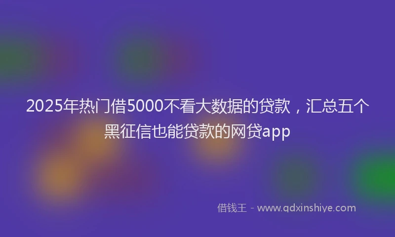 2025年热门借5000不看大数据的贷款，汇总五个黑征信也能贷款的网贷app