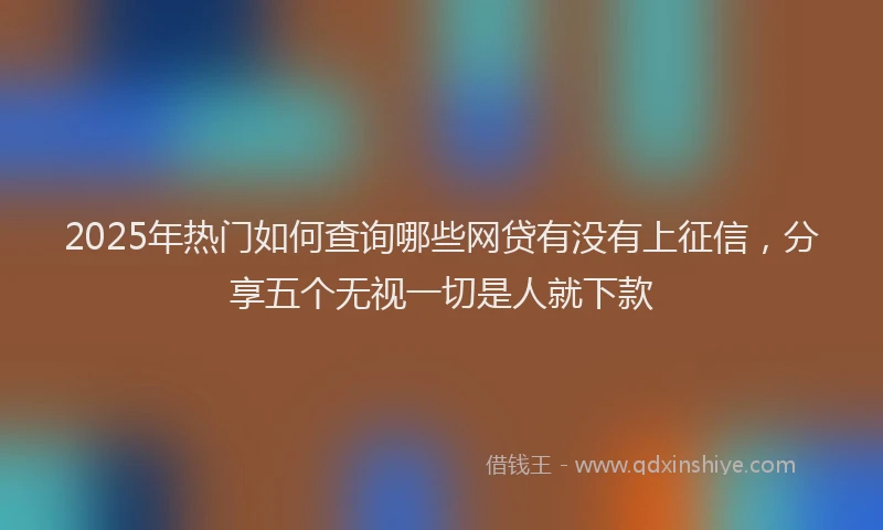 2025年热门如何查询哪些网贷有没有上征信，分享五个无视一切是人就下款
