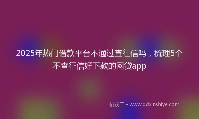 2025年热门借款平台不通过查征信吗，梳理5个不查征信好下款的网贷app