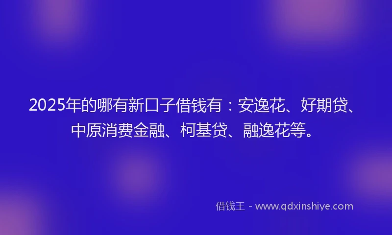2025年的哪有新口子借钱有：安逸花、好期贷、中原消费金融、柯基贷、融逸花等。