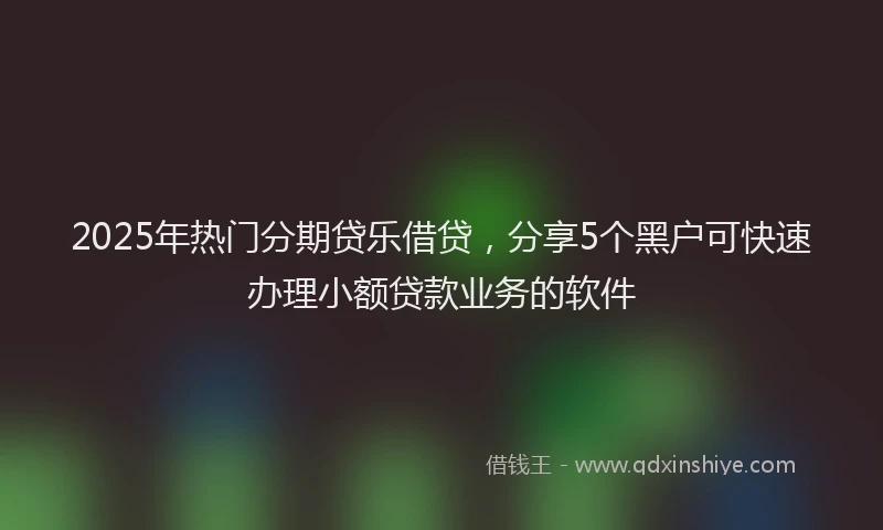 2025年热门分期贷乐借贷，分享5个黑户可快速办理小额贷款业务的软件