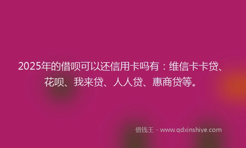 2025年的借呗可以还信用卡吗有：维信卡卡贷、花呗、我来贷、人人贷、惠商贷等。