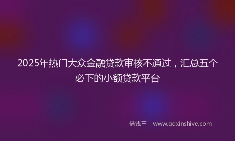 2025年热门大众金融贷款审核不通过，汇总五个必下的小额贷款平台