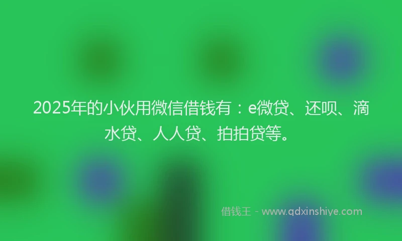 2025年的小伙用微信借钱有：e微贷、还呗、滴水贷、人人贷、拍拍贷等。