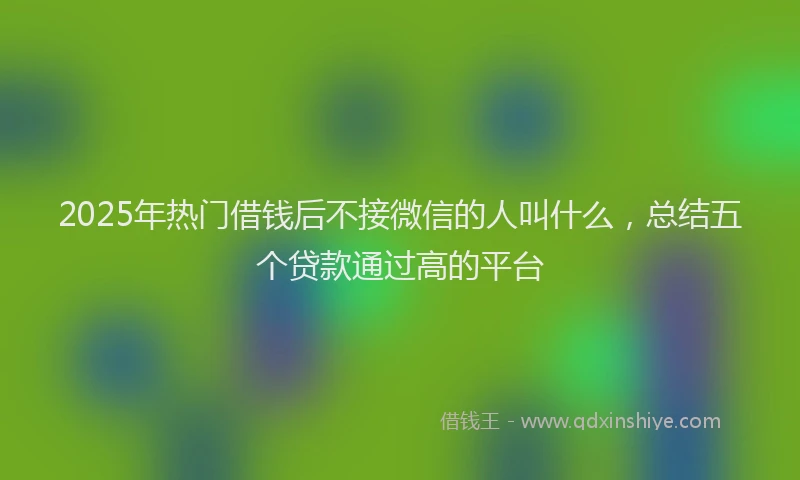 2025年热门借钱后不接微信的人叫什么，总结五个贷款通过高的平台