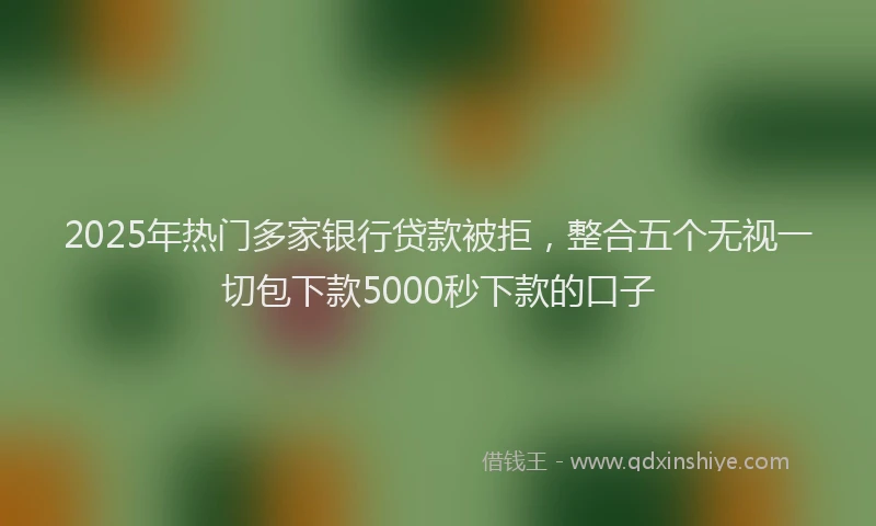 2025年热门多家银行贷款被拒，整合五个无视一切包下款5000秒下款的口子