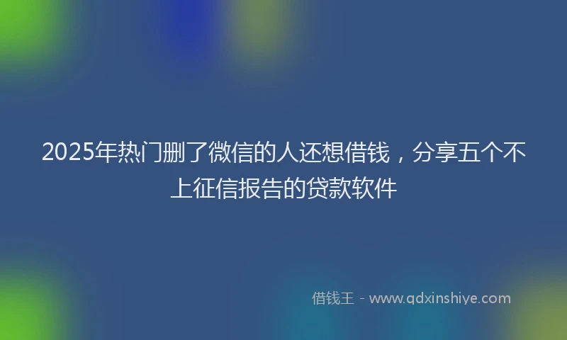 2025年热门删了微信的人还想借钱，分享五个不上征信报告的贷款软件