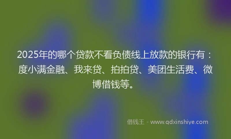 2025年的哪个贷款不看负债线上放款的银行有：度小满金融、我来贷、拍拍贷、美团生活费、微博借钱等。