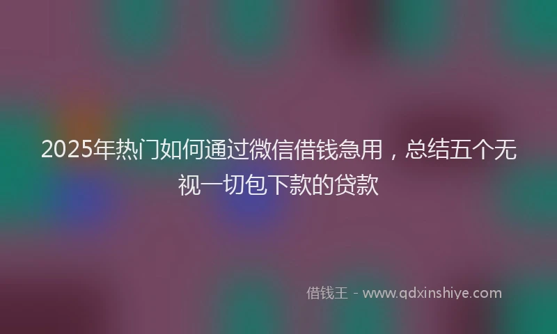 2025年热门如何通过微信借钱急用，总结五个无视一切包下款的贷款