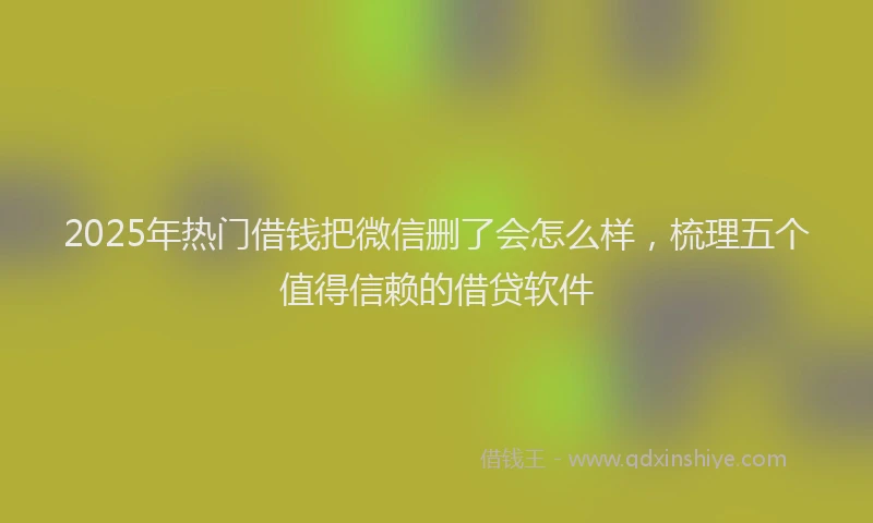 2025年热门借钱把微信删了会怎么样，梳理五个值得信赖的借贷软件