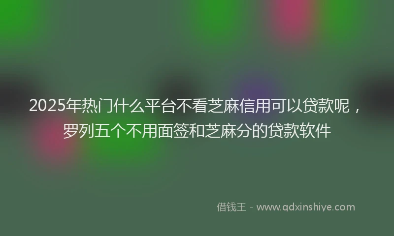 2025年热门什么平台不看芝麻信用可以贷款呢，罗列五个不用面签和芝麻分的贷款软件