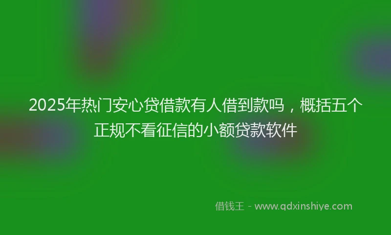 2025年热门安心贷借款有人借到款吗，概括五个正规不看征信的小额贷款软件
