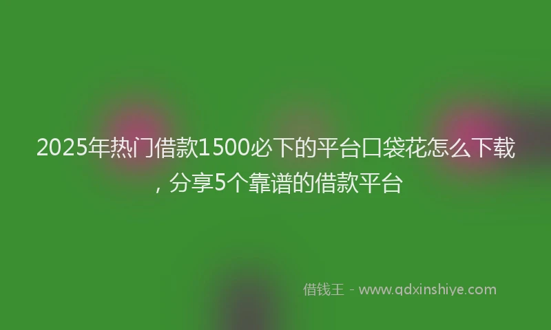 2025年热门借款1500必下的平台口袋花怎么下载，分享5个靠谱的借款平台