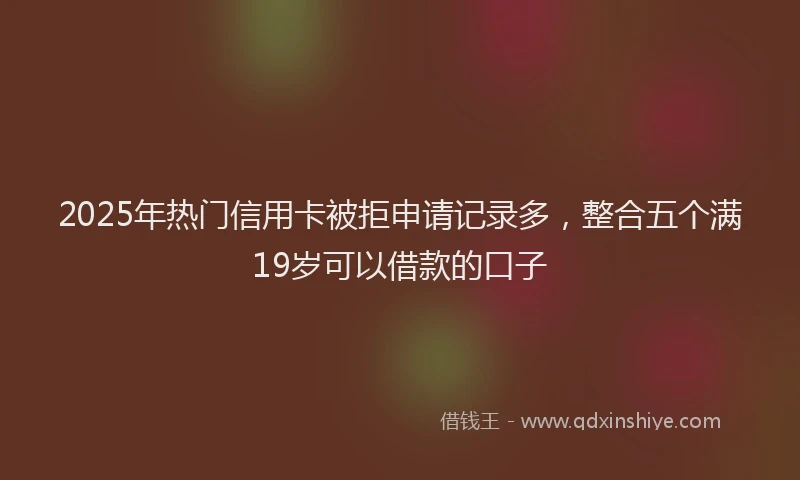 2025年热门信用卡被拒申请记录多，整合五个满19岁可以借款的口子