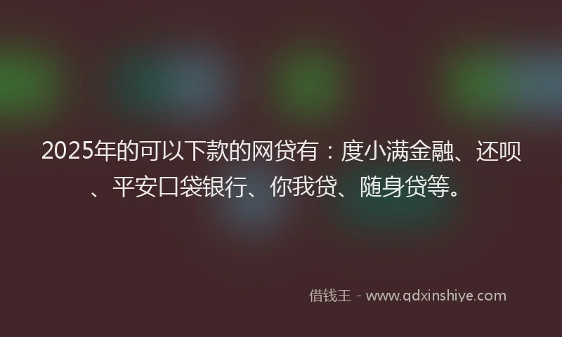 2025年的可以下款的网贷有：度小满金融、还呗、平安口袋银行、你我贷、随身贷等。