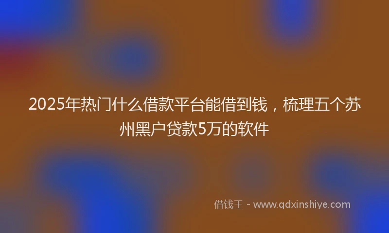 2025年热门什么借款平台能借到钱，梳理五个苏州黑户贷款5万的软件
