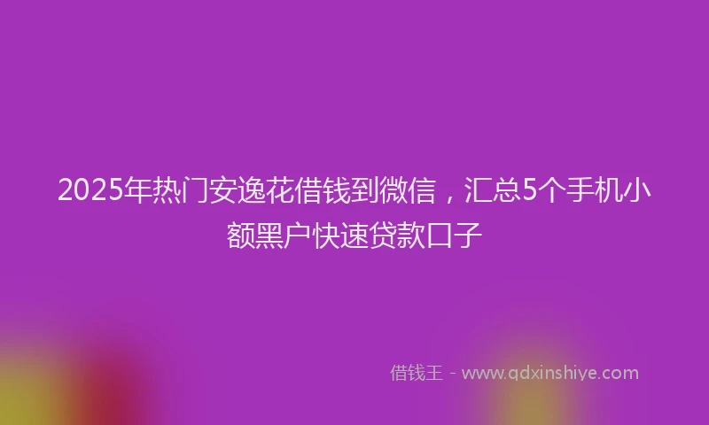 2025年热门安逸花借钱到微信，汇总5个手机小额黑户快速贷款口子