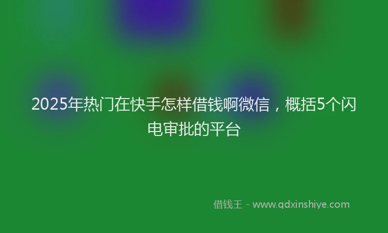 2025年热门在快手怎样借钱啊微信，概括5个闪电审批的平台