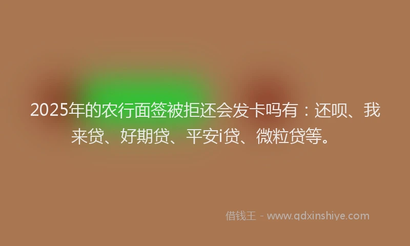 2025年的农行面签被拒还会发卡吗有：还呗、我来贷、好期贷、平安i贷、微粒贷等。