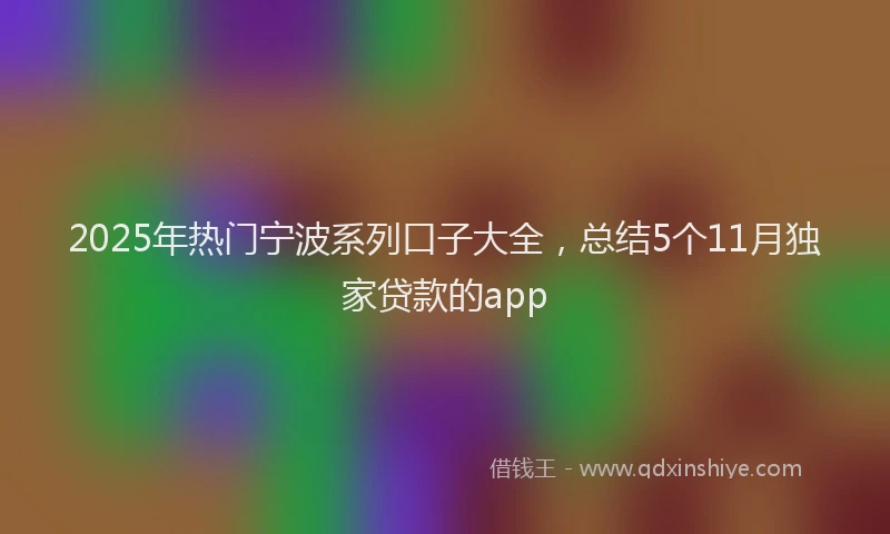 2025年热门宁波系列口子大全，总结5个11月独家贷款的app