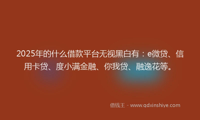 2025年的什么借款平台无视黑白有：e微贷、信用卡贷、度小满金融、你我贷、融逸花等。