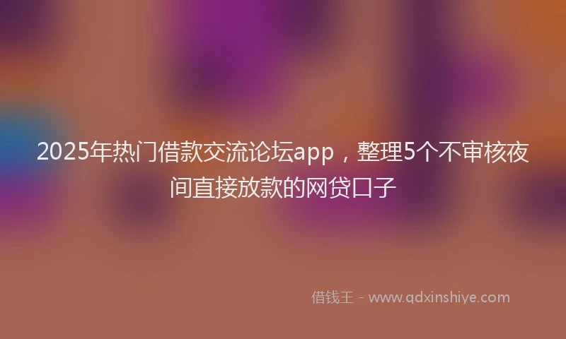 2025年热门借款交流论坛app，整理5个不审核夜间直接放款的网贷口子