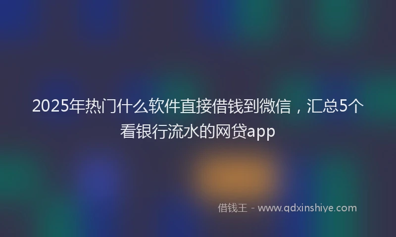 2025年热门什么软件直接借钱到微信，汇总5个看银行流水的网贷app